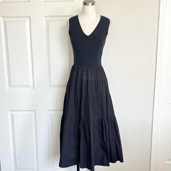 JASON WU Black Tiered Prairie Midi Dress